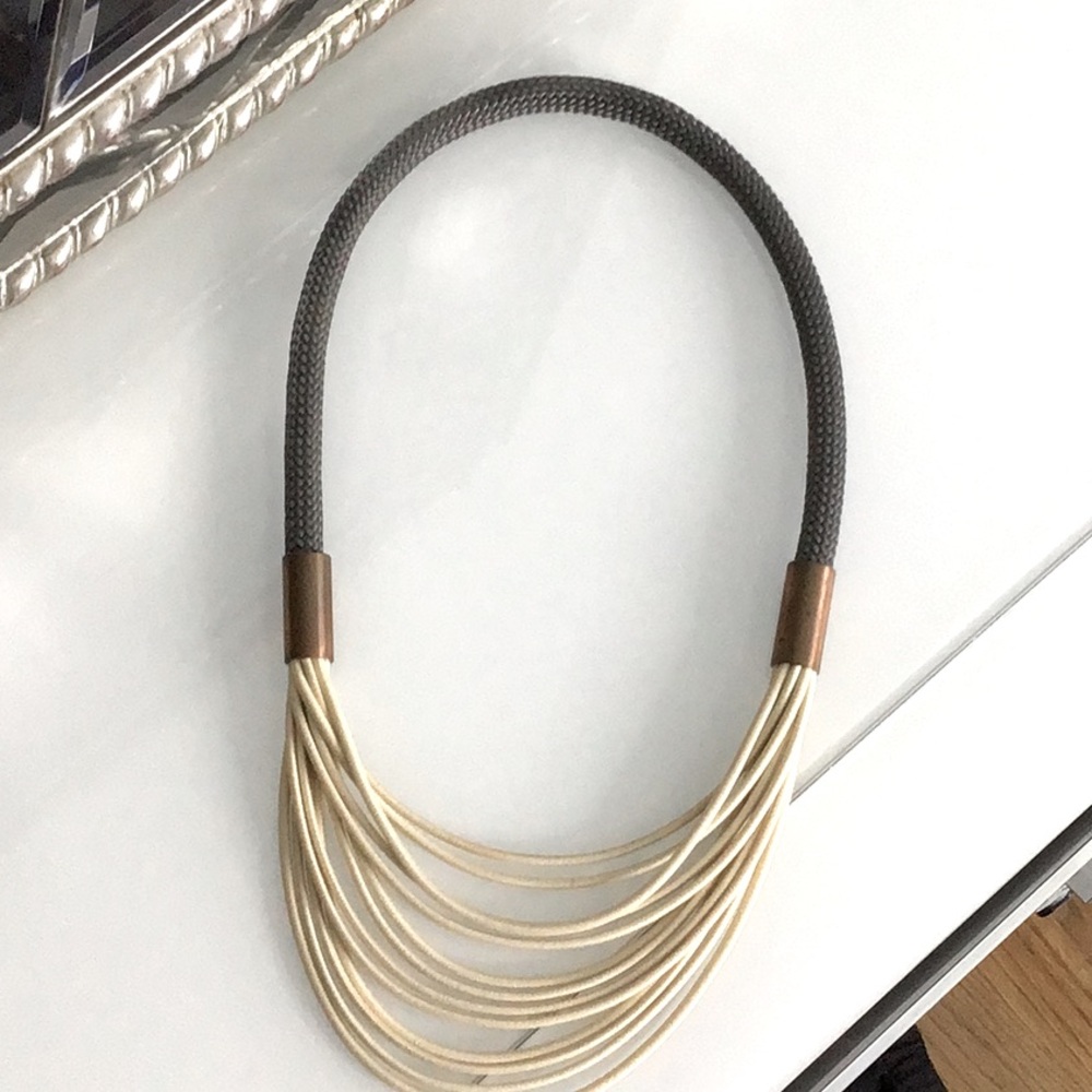 Rope weaved and Berlin Elastic Designer necklace 20-24”